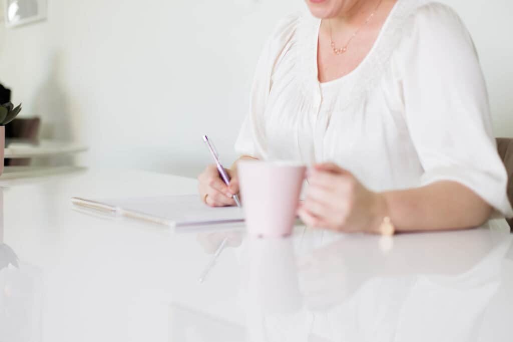 A woman making a budget